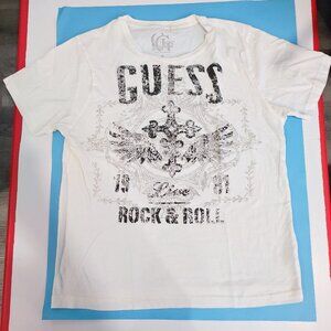 Guess Rock & Roll T-shirt white with graphic design men's size S